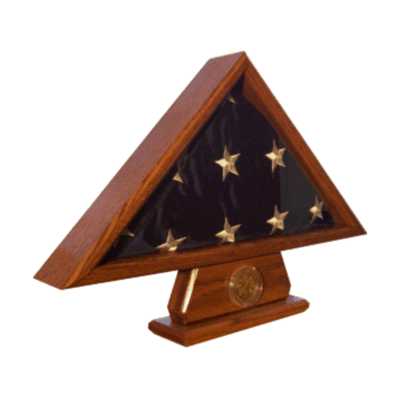 3 x 5 Flag Case with Pedestal and Coin Holder Woodknot Woodworks